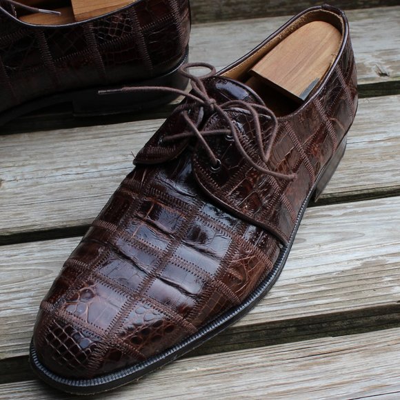 Genuine Crocodile Skin Patchwork Derby, David Eden, Men's 8.5 US, EUC - Picture 5 of 15